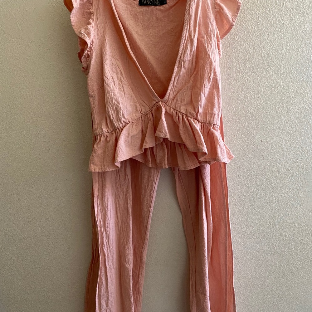 Two-piece pink jumpsuit